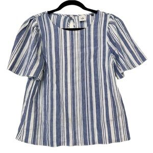 CAbi Wing Striped Linen Top